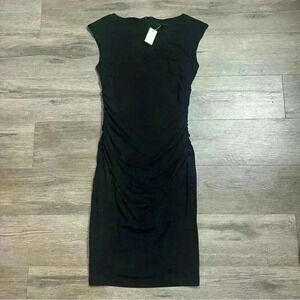 NWT Ann Taylor Ruched Jersey Cap Sleeve Dress | Little Black Dress| New | Size 0
